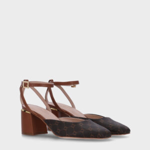 Slingback Monograma Luz da Lua Salto Bloco 7 cm
