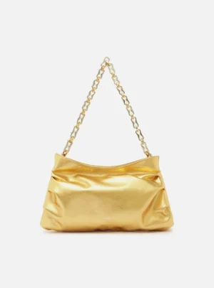 Bolsa Tiracolo Média Dourada em Couro com Corrente Mix - Arezzo