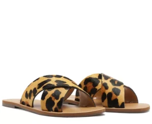 Rasteira Anacapri Couro Animal Print Tiras Cruzadas