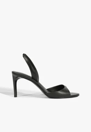 Sandália Schutz Scarlet Sling Preta Couro Salto 8,1 cm